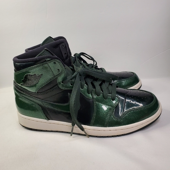 Size 10 Nike Air Jordan 1 Retro High Anti Gravity Grove Green Patent 332550-300 - Picture 3 of 16